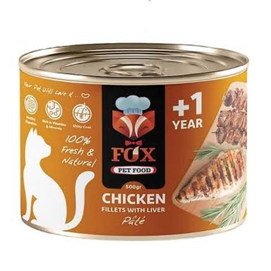 کنسرو پته فیله مرغ و جگر 500 گرم گربه فاکس FOX
