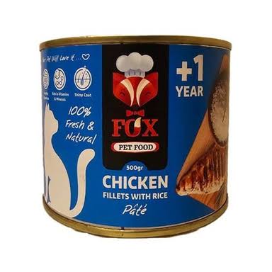 کنسرو پته فیله مرغ و برنج 500 گرم گربه فاکس FOX